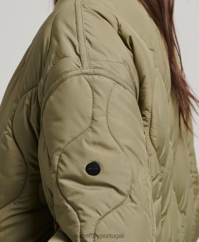 casaco acolchoado longline mulheres verde roupas Superdry 2208H3583