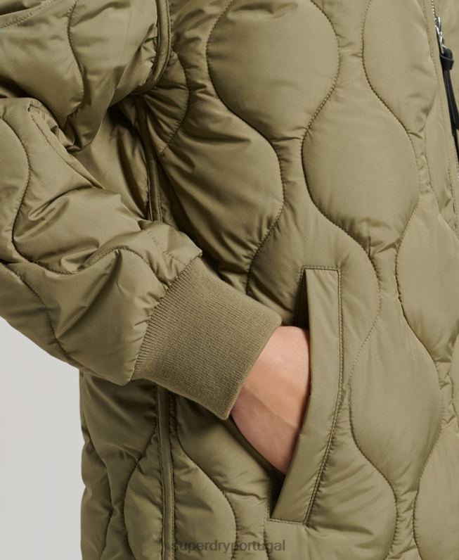 casaco acolchoado longline mulheres verde roupas Superdry 2208H3583