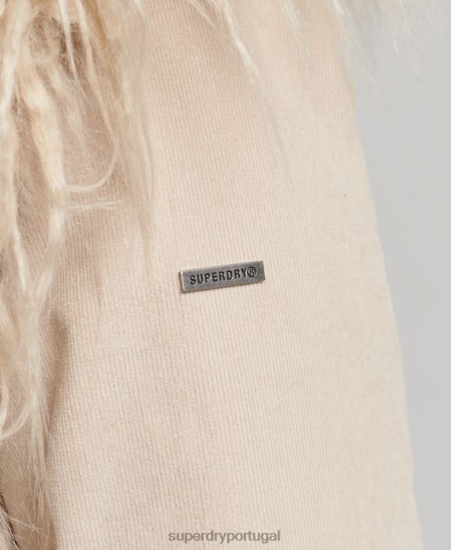 casaco afegão forrado de pele falsa mulheres marrom roupas Superdry 2208H3721