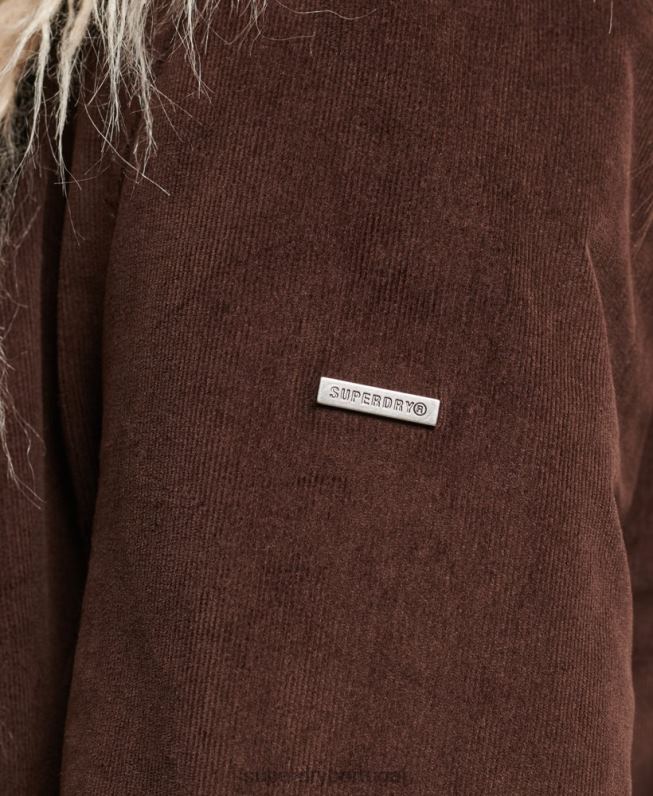 casaco afegão forrado de pele sintética mulheres marrom roupas Superdry 2208H3813