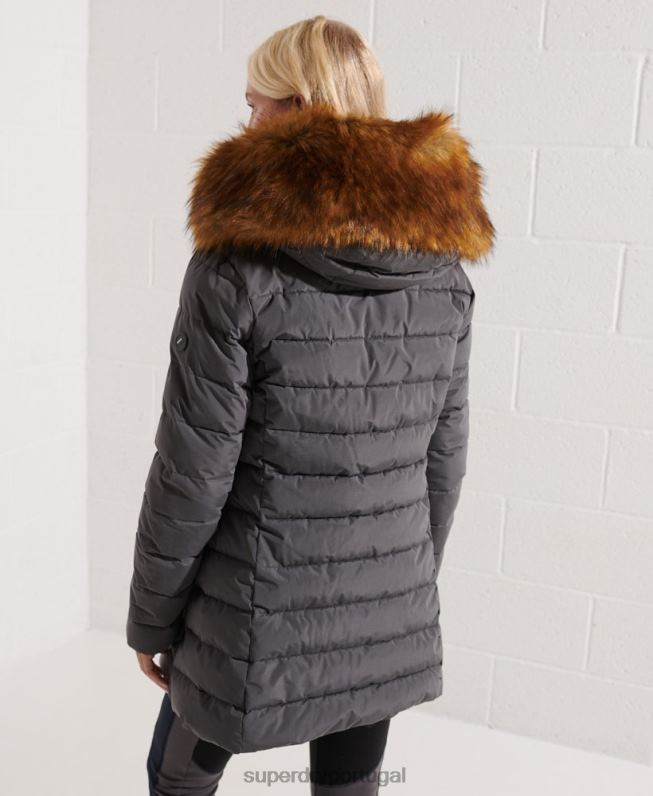 casaco alto ártico mulheres cinza escuro roupas Superdry 2208H3645