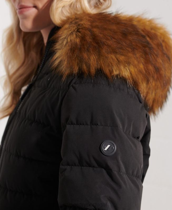 casaco alto ártico mulheres preto roupas Superdry 2208H3647