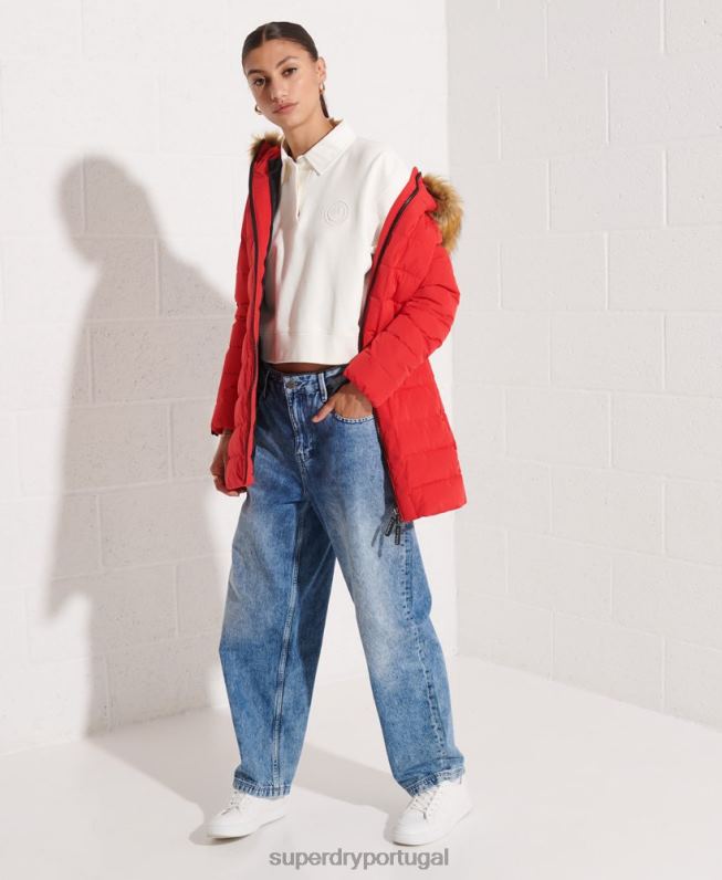 casaco alto ártico mulheres vermelho roupas Superdry 2208H3648