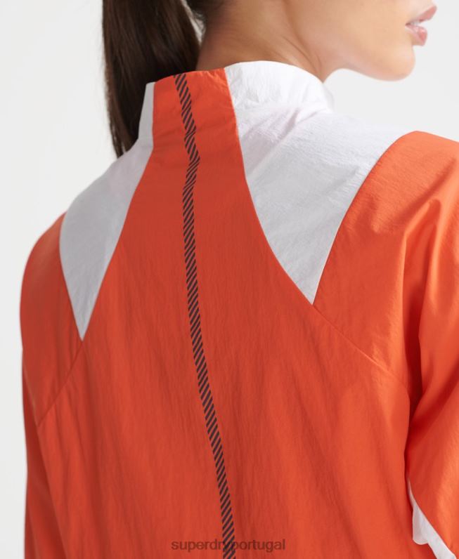 casaco cropped à prova de intempéries mulheres laranja roupas Superdry 2208H5594