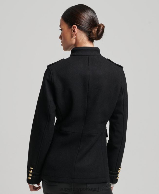 casaco curto de lã militar mulheres preto roupas Superdry 2208H3763