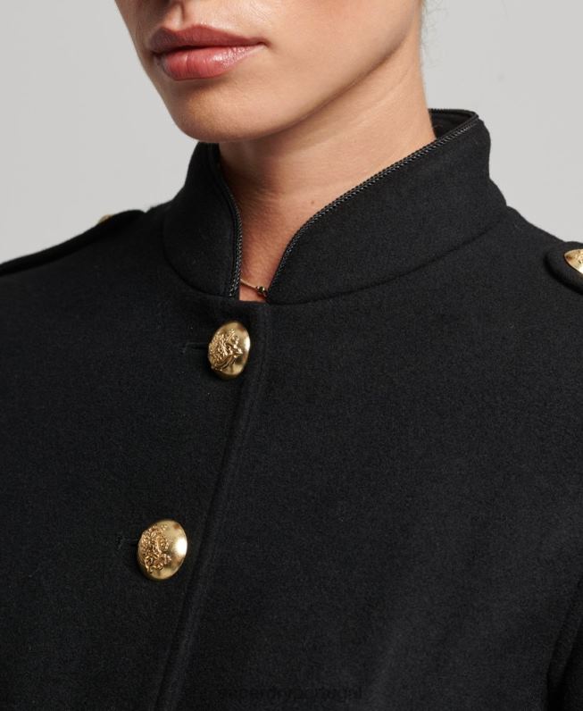 casaco curto de lã militar mulheres preto roupas Superdry 2208H3763