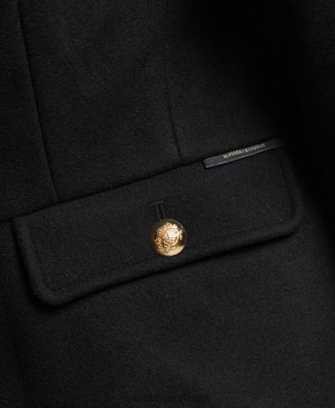 casaco curto de lã militar mulheres preto roupas Superdry 2208H3763