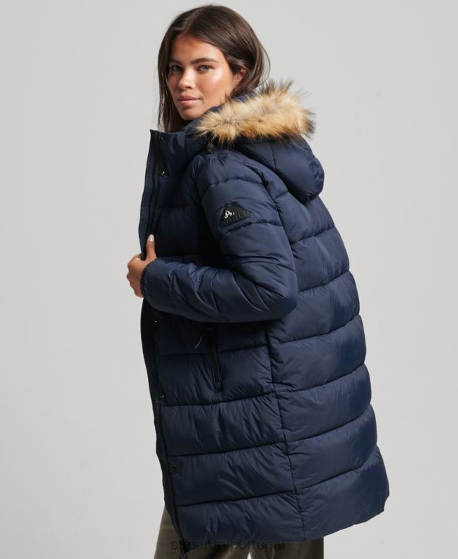 casaco de camada intermediária com capuz mulheres marinha roupas Superdry 2208H5669