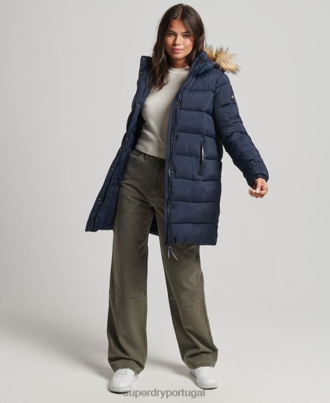casaco de camada intermediária com capuz mulheres marinha roupas Superdry 2208H5669