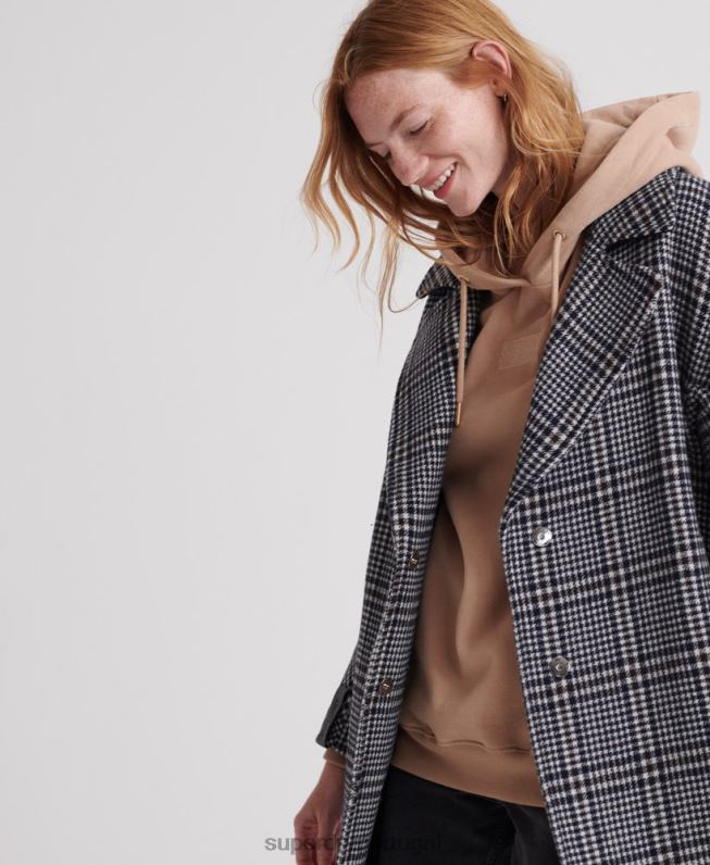 casaco de lã koben mulheres preto roupas Superdry 2208H3858