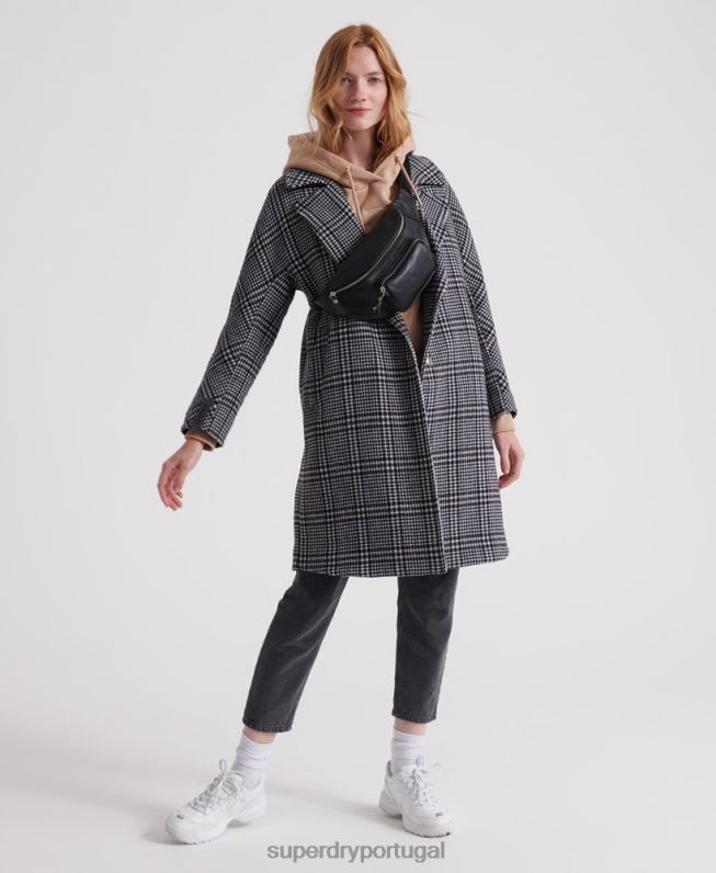 casaco de lã koben mulheres preto roupas Superdry 2208H3858