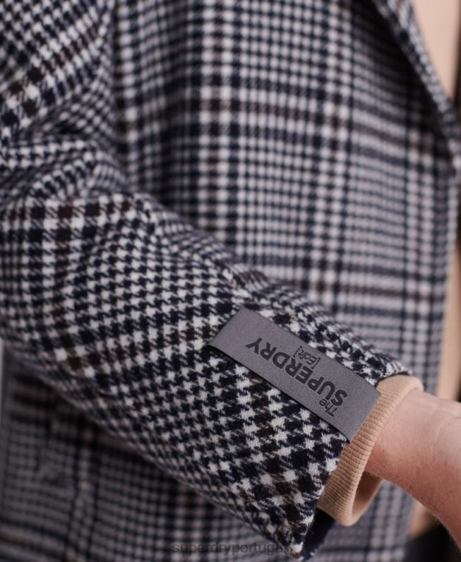 casaco de lã koben mulheres preto roupas Superdry 2208H3858