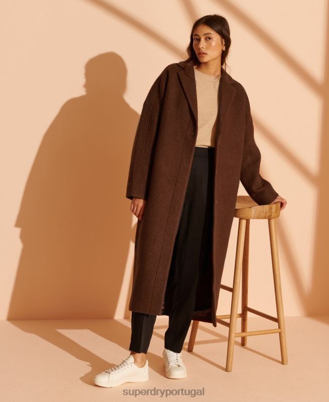 casaco de lã longline edição limitada mulheres bronzeado roupas Superdry 2208H5573