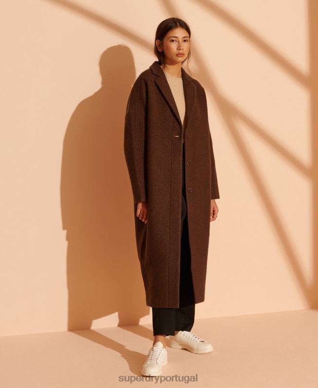 casaco de lã longline edição limitada mulheres bronzeado roupas Superdry 2208H5573
