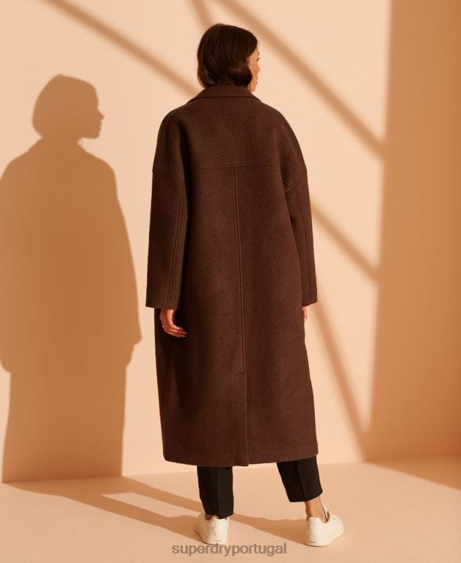 casaco de lã longline edição limitada mulheres bronzeado roupas Superdry 2208H5573