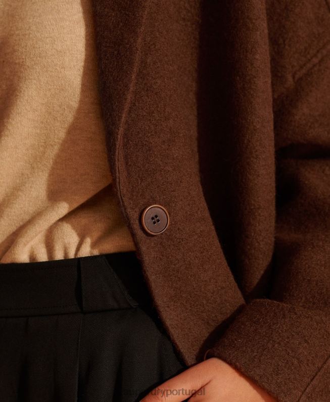 casaco de lã longline edição limitada mulheres bronzeado roupas Superdry 2208H5573