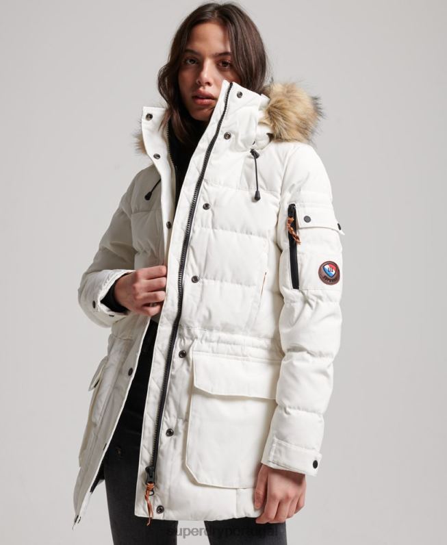 casaco de namorado premium mulheres creme roupas Superdry 2208H5737