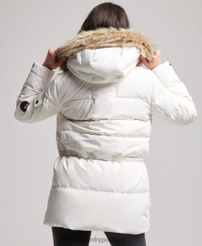 casaco de namorado premium mulheres creme roupas Superdry 2208H5737