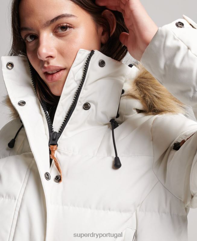 casaco de namorado premium mulheres creme roupas Superdry 2208H5737