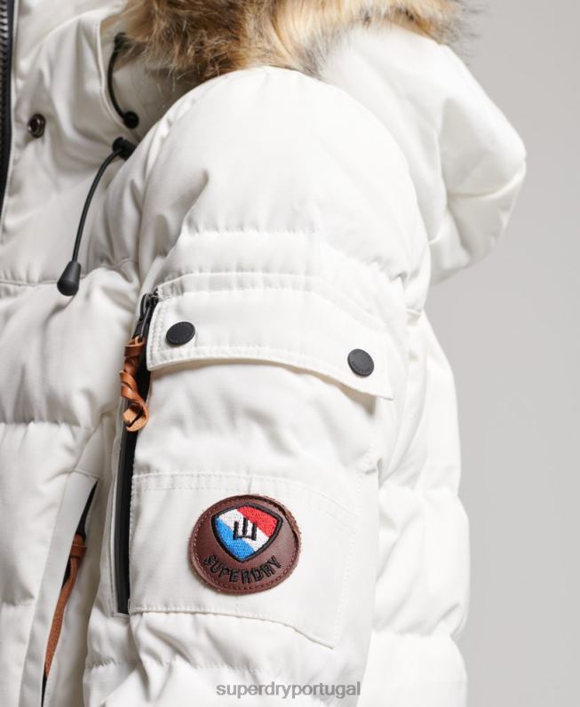 casaco de namorado premium mulheres creme roupas Superdry 2208H5737