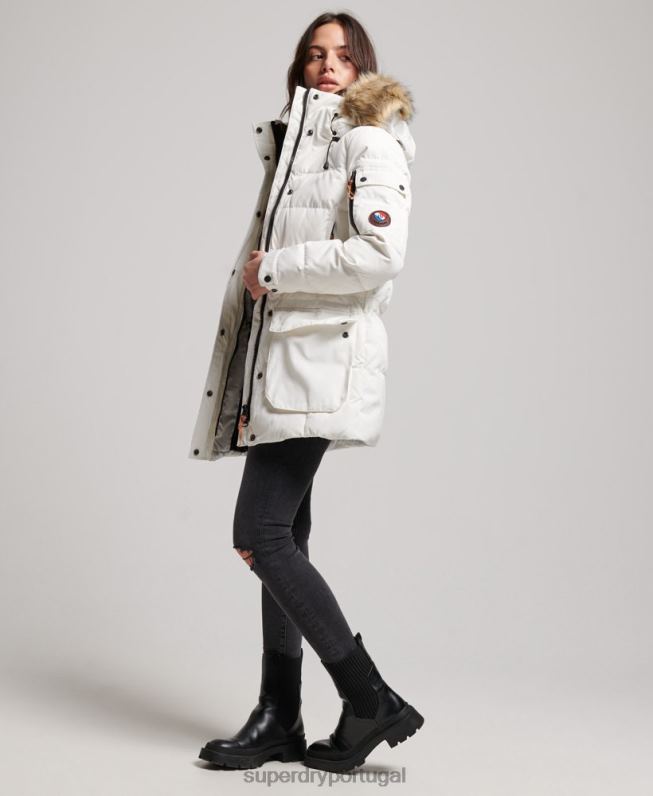 casaco de namorado premium mulheres creme roupas Superdry 2208H5737