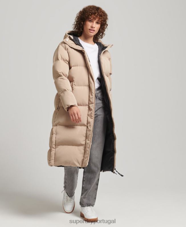 casaco de palangre com capuz mulheres bege roupas Superdry 2208H3595