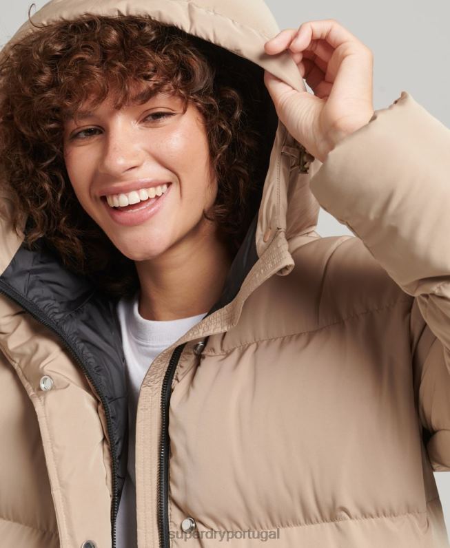 casaco de palangre com capuz mulheres bege roupas Superdry 2208H3595