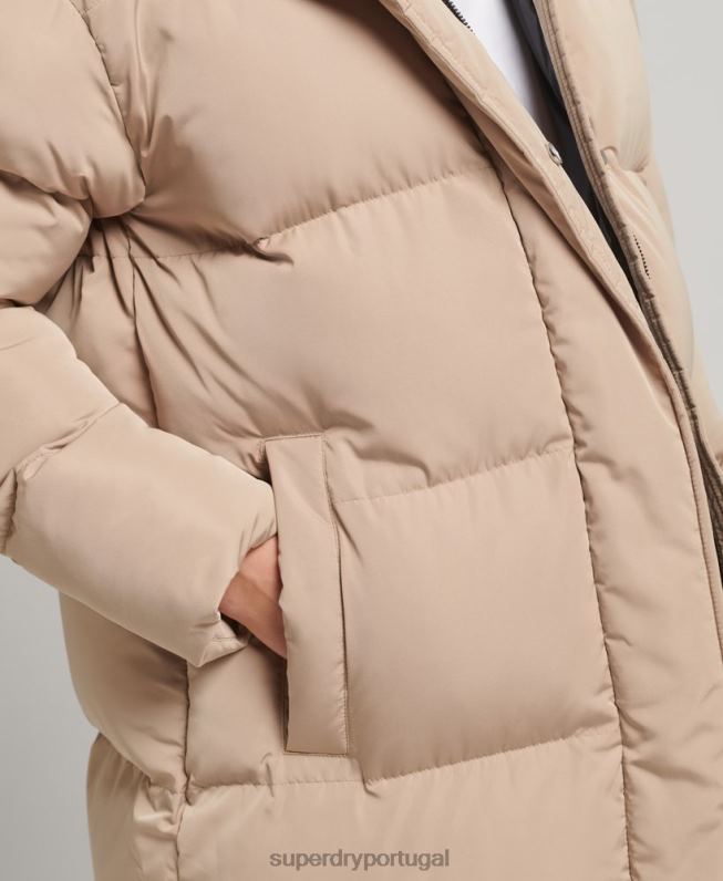 casaco de palangre com capuz mulheres bege roupas Superdry 2208H3595