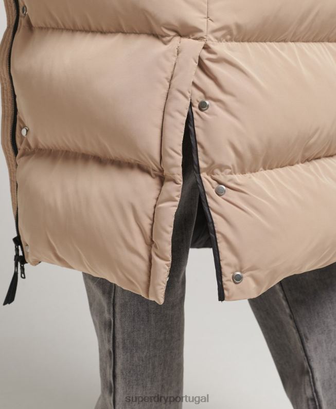 casaco de palangre com capuz mulheres bege roupas Superdry 2208H3595