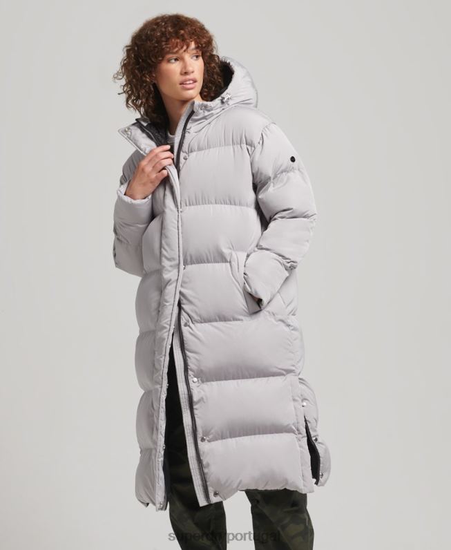 casaco de palangre com capuz mulheres cinza claro roupas Superdry 2208H3743
