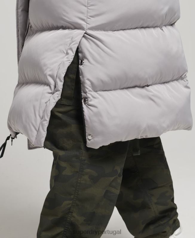 casaco de palangre com capuz mulheres cinza claro roupas Superdry 2208H3743