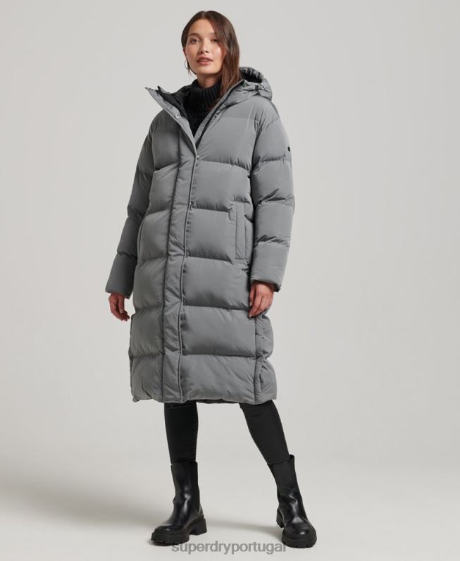 casaco de palangre com capuz mulheres cinza roupas Superdry 2208H5503