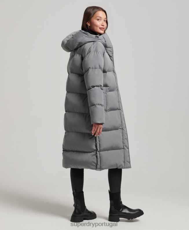 casaco de palangre com capuz mulheres cinza roupas Superdry 2208H5503
