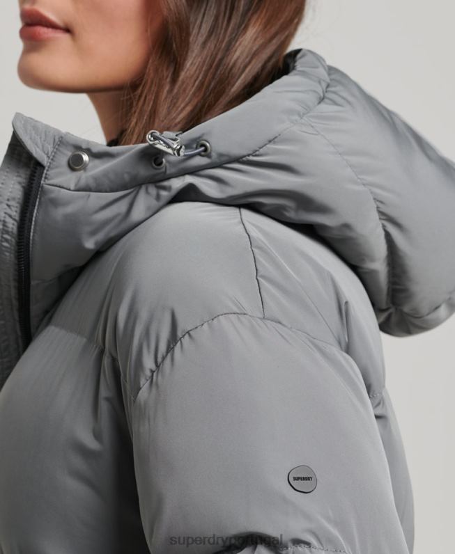 casaco de palangre com capuz mulheres cinza roupas Superdry 2208H5503