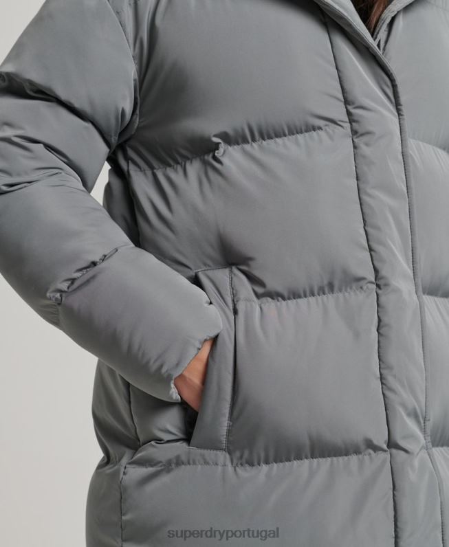casaco de palangre com capuz mulheres cinza roupas Superdry 2208H5503