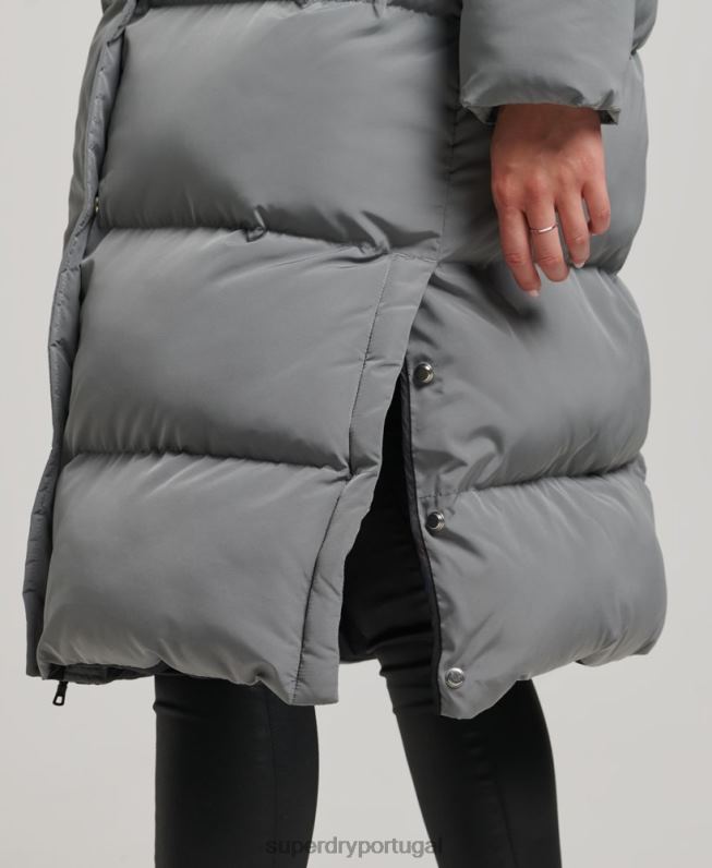 casaco de palangre com capuz mulheres cinza roupas Superdry 2208H5503