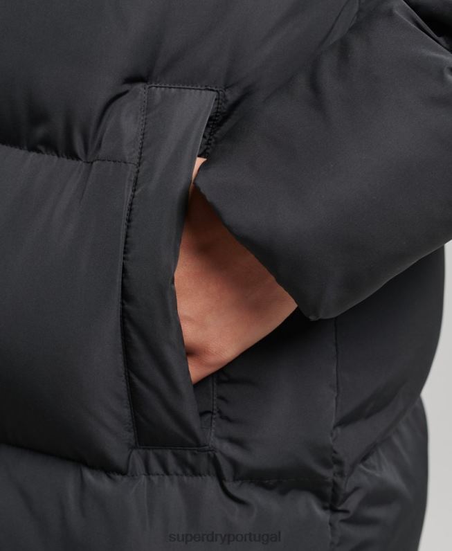 casaco de palangre com capuz mulheres preto roupas Superdry 2208H3815