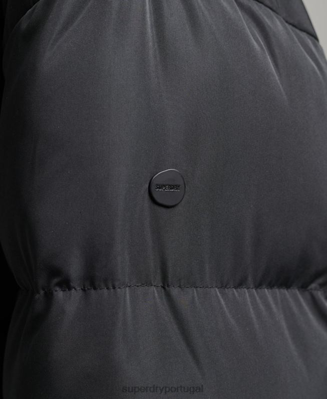 casaco de palangre com capuz mulheres preto roupas Superdry 2208H3815