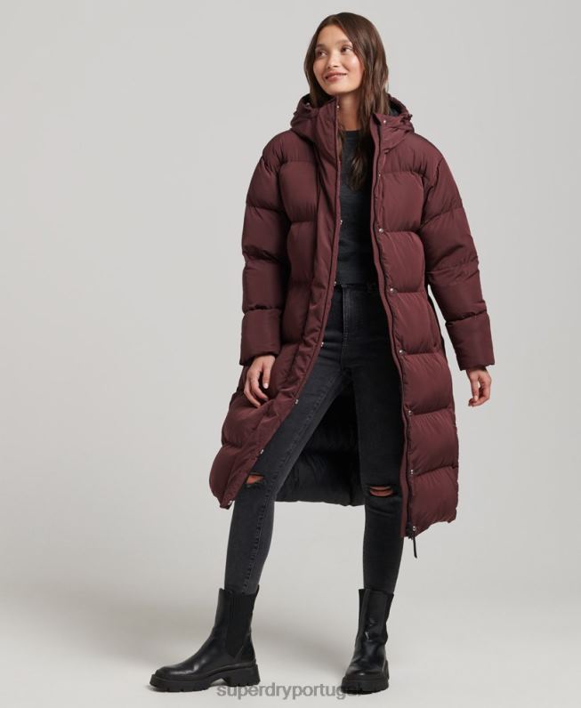 casaco de palangre com capuz mulheres vermelho roupas Superdry 2208H3765