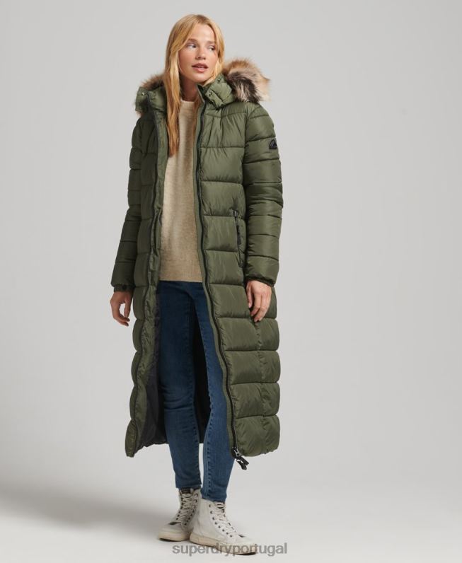 casaco de palangre fuji com capuz de montanha mulheres caqui roupas Superdry 2208H5671