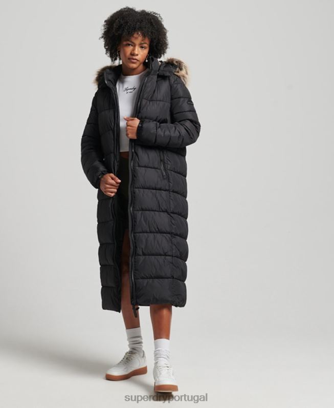casaco de palangre fuji com capuz de montanha mulheres preto roupas Superdry 2208H5509