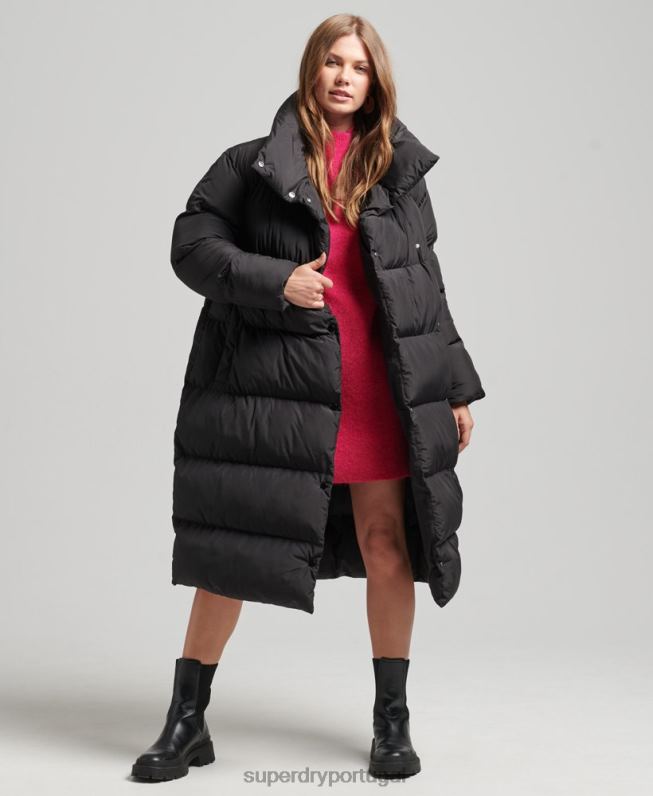 casaco de palangre mulheres preto roupas Superdry 2208H3582