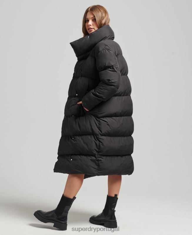 casaco de palangre mulheres preto roupas Superdry 2208H3582