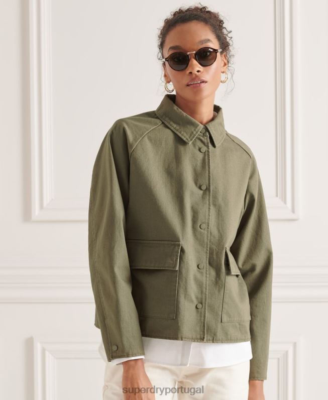 casaco de tarefa mulheres verde roupas Superdry 2208H5539