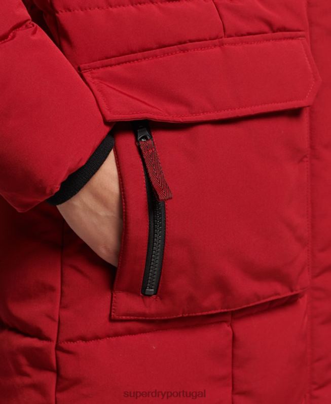 casaco everest de pele sintética longline mulheres vermelho roupas Superdry 2208H3682