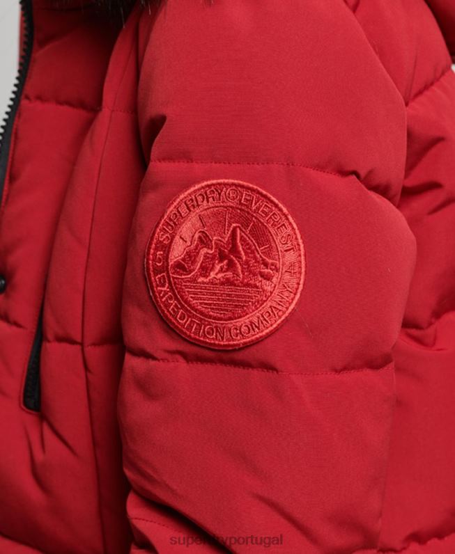 casaco everest de pele sintética longline mulheres vermelho roupas Superdry 2208H3682
