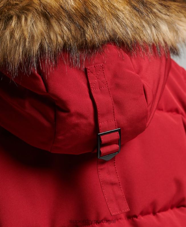 casaco everest de pele sintética longline mulheres vermelho roupas Superdry 2208H3682