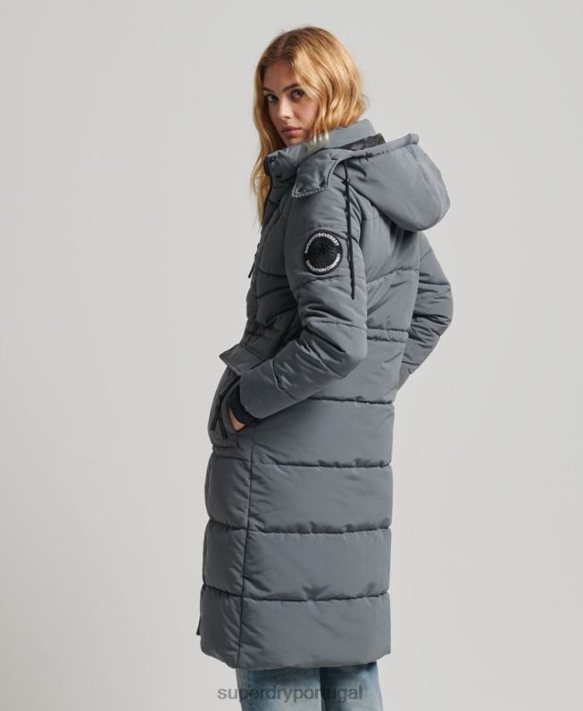 casaco everest longline mulheres cinza escuro roupas Superdry 2208H5576