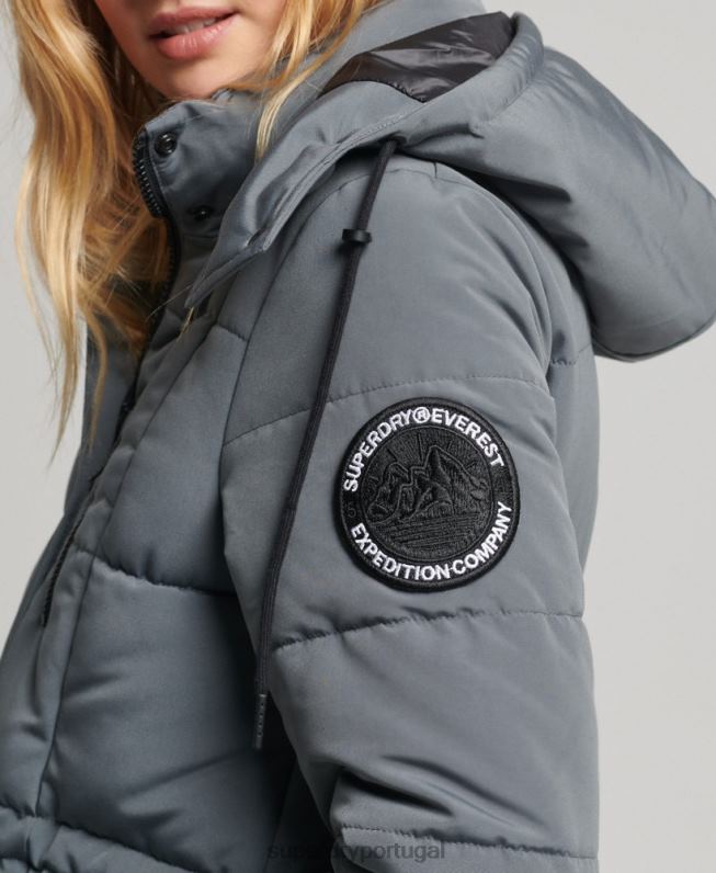 casaco everest longline mulheres cinza escuro roupas Superdry 2208H5576