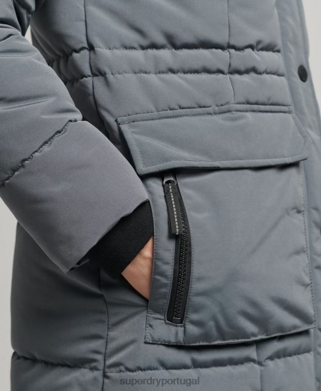 casaco everest longline mulheres cinza escuro roupas Superdry 2208H5576